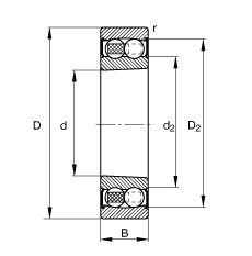 {(dio)S 2208-K-2RS-TVH-C3, (j) DIN 630 (bio)(zhn)Ҫߴ, FF 1:12ɂ(c)ܷ