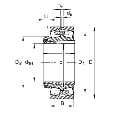 Pendelrollenlager 23988-K-MB + H3988, Hauptabmessungen nach DIN 635-2, mit kegeliger Bohrung und Spannhlse